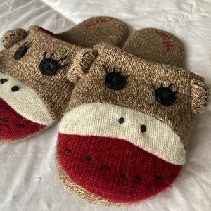 Sock Monkey Slippers - Size 7-10